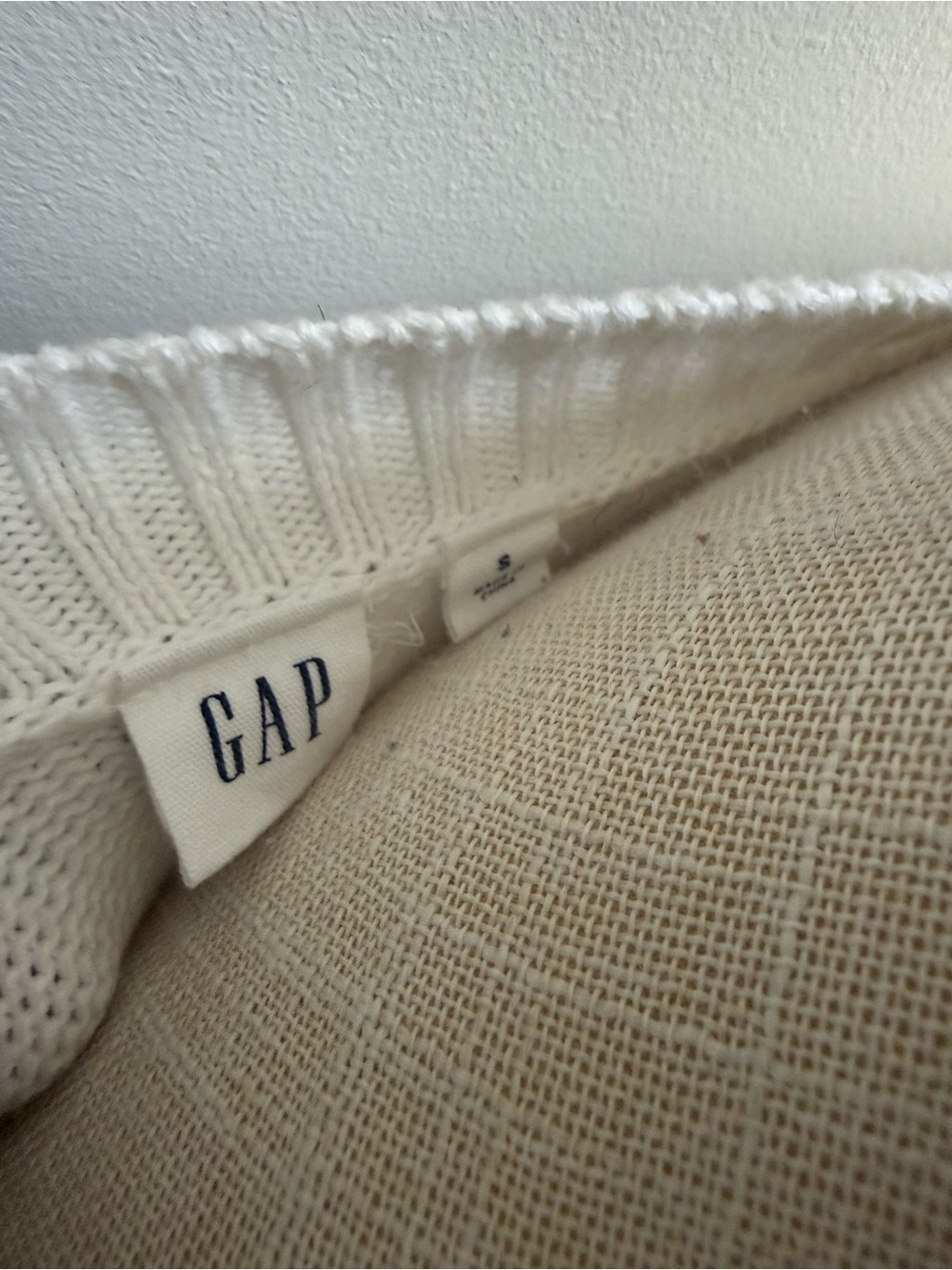 GAP Off-the-Shoulder Cream Sweater with Multicolor Stripes - Picture 8 of 9